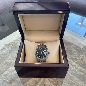 New Rolex Men's 36mm Black Dial Diamond Watch
